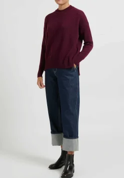 Jil Sander Superfine Cashmere Open Stitch Sweater In Maroon