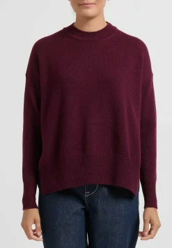 Jil Sander Superfine Cashmere Open Stitch Sweater In Maroon