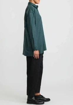 Toogood The Draughtsman Lambswool & Cashmere Shirt In Moorland Green