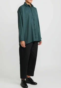 Toogood The Draughtsman Lambswool & Cashmere Shirt In Moorland Green