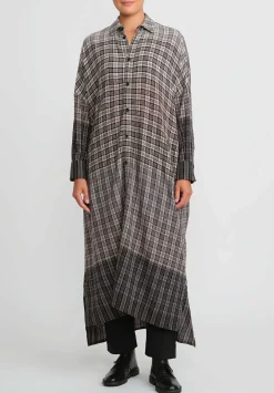 Toogood The Trawlerman Soft Wool Check Dress In Granite Brown & Black