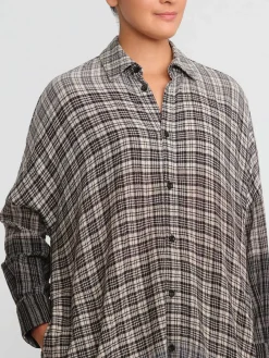 Toogood The Trawlerman Soft Wool Check Dress In Granite Brown & Black