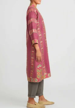 Mehmet Cetinkaya Uzbek Embroidered Silk Chapan Robe In Pink