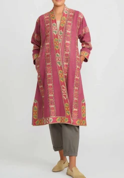 Mehmet Cetinkaya Uzbek Embroidered Silk Chapan Robe In Pink