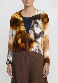 Gilda Midani Velvet ''Gilet'' Jacket In Golden Diamond Orange And Blue