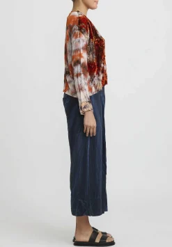 Gilda Midani Velvet ''Gilet'' Jacket In Steel Planet Red And Blue