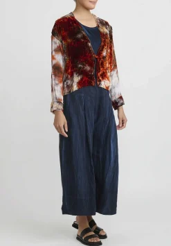 Gilda Midani Velvet ''Gilet'' Jacket In Steel Planet Red And Blue