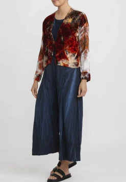 Gilda Midani Velvet ''Gilet'' Jacket In Steel Planet Red And Blue
