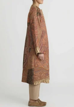 By Walid Victorian Shawl ''Nancy'' Coat In Orange Multicolor