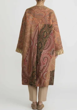 By Walid Victorian Shawl ''Nancy'' Coat In Orange Multicolor