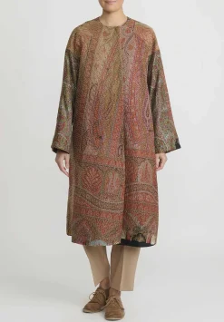By Walid Victorian Shawl ''Nancy'' Coat In Green & Red Multicolor