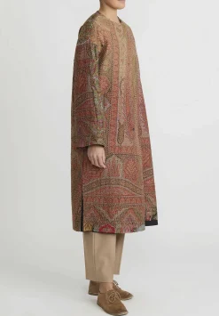 By Walid Victorian Shawl ''Nancy'' Coat In Green & Red Multicolor