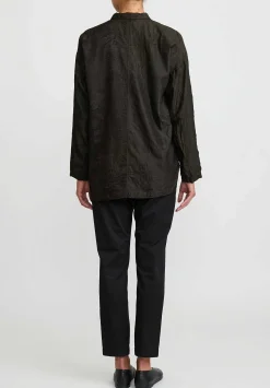 Christian Peau Vintage Silk Jacquard Shirt In Black