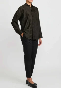 Christian Peau Vintage Silk Jacquard Shirt In Black