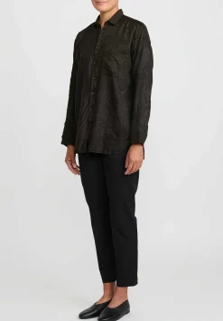 Christian Peau Vintage Silk Jacquard Shirt In Black