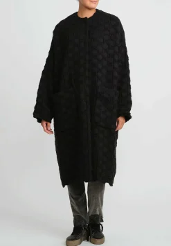 Uma Wang Virgin Wool & Cotton Cadrian Cocoon Coat In Black Dots