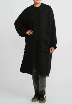 Uma Wang Virgin Wool & Cotton Cadrian Cocoon Coat In Black Dots