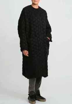 Uma Wang Virgin Wool & Cotton Cadrian Cocoon Coat In Black Dots