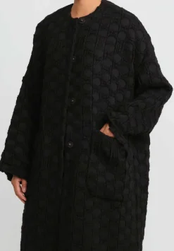 Uma Wang Virgin Wool & Cotton Cadrian Cocoon Coat In Black Dots