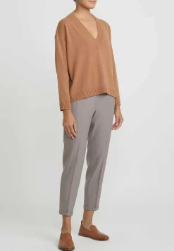 Antonelli Virgin Wool Gaeta V Neck Sweater In Tan