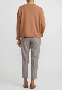Antonelli Virgin Wool Gaeta V Neck Sweater In Tan