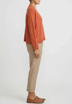 Antonelli Virgin Wool Gaeta V Neck Sweater In Orange