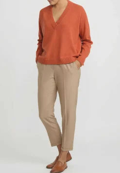 Antonelli Virgin Wool Gaeta V Neck Sweater In Orange
