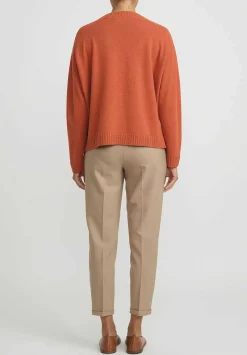 Antonelli Virgin Wool Gaeta V Neck Sweater In Orange