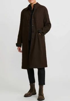 Rundholz Virgin Wool Small Check Coat In Kaffe Brown & Black