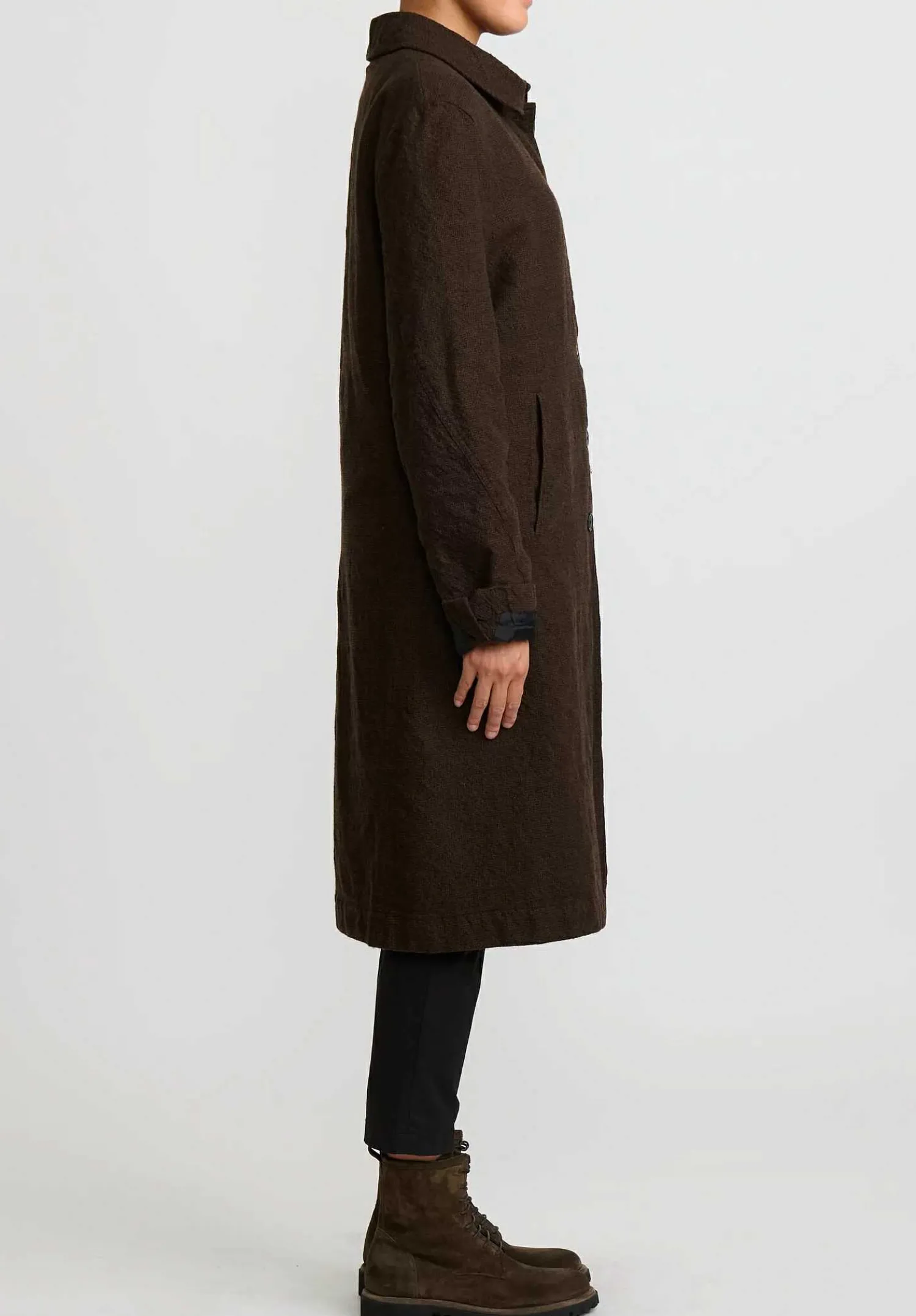 Rundholz Virgin Wool Small Check Coat In Kaffe Brown & Black