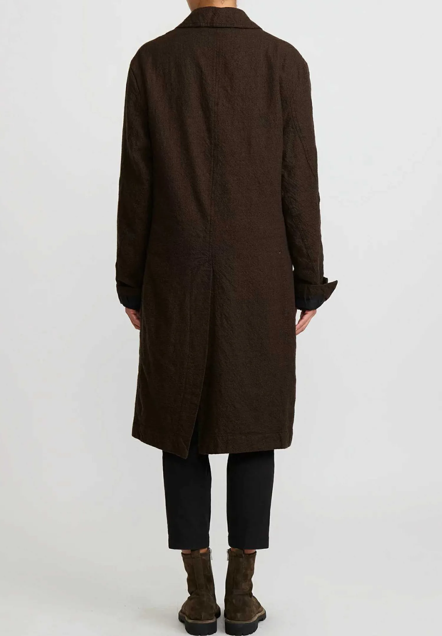 Rundholz Virgin Wool Small Check Coat In Kaffe Brown & Black