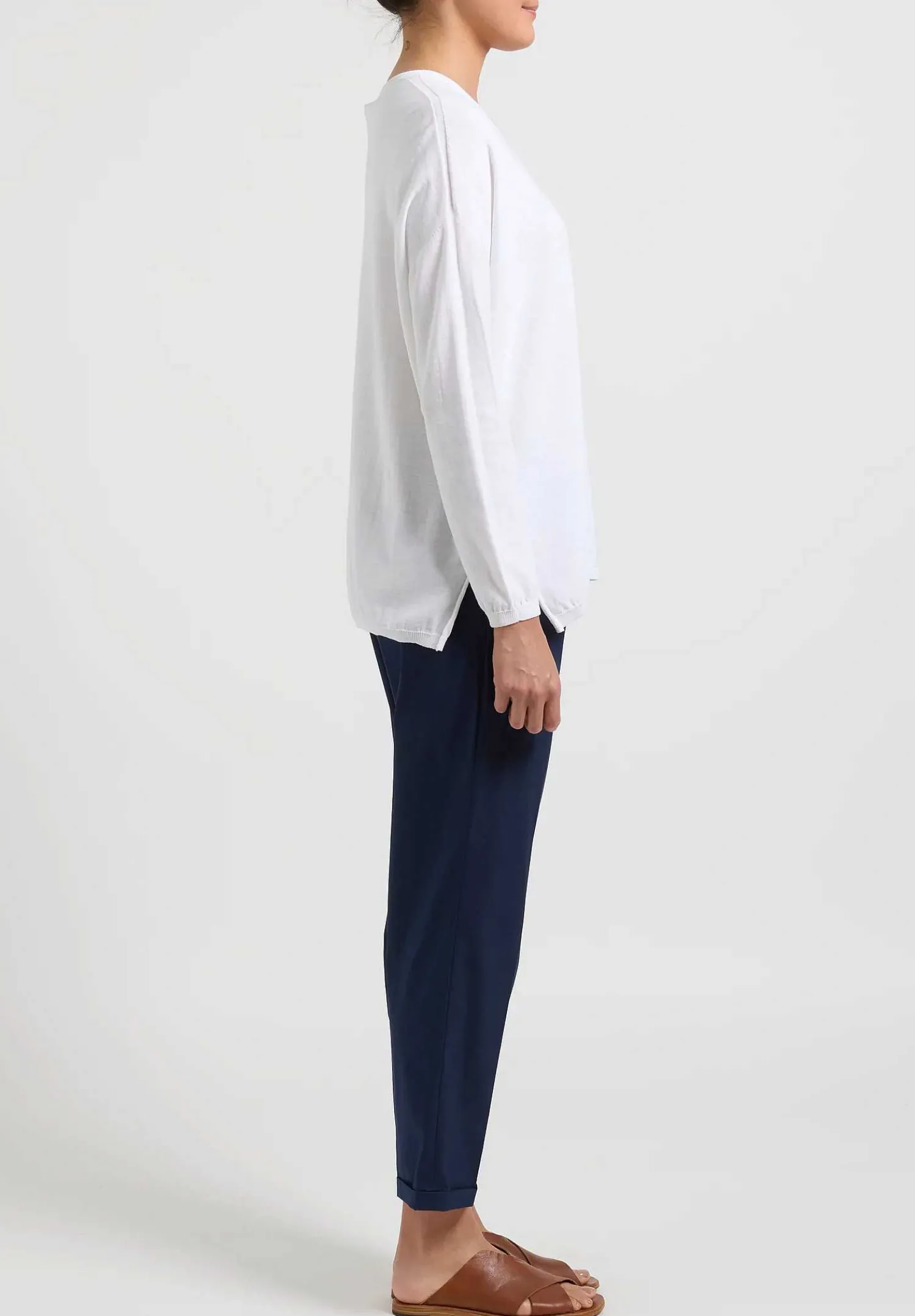 Antonelli V-Neck Cotton ''Malatesta'' Sweater In White