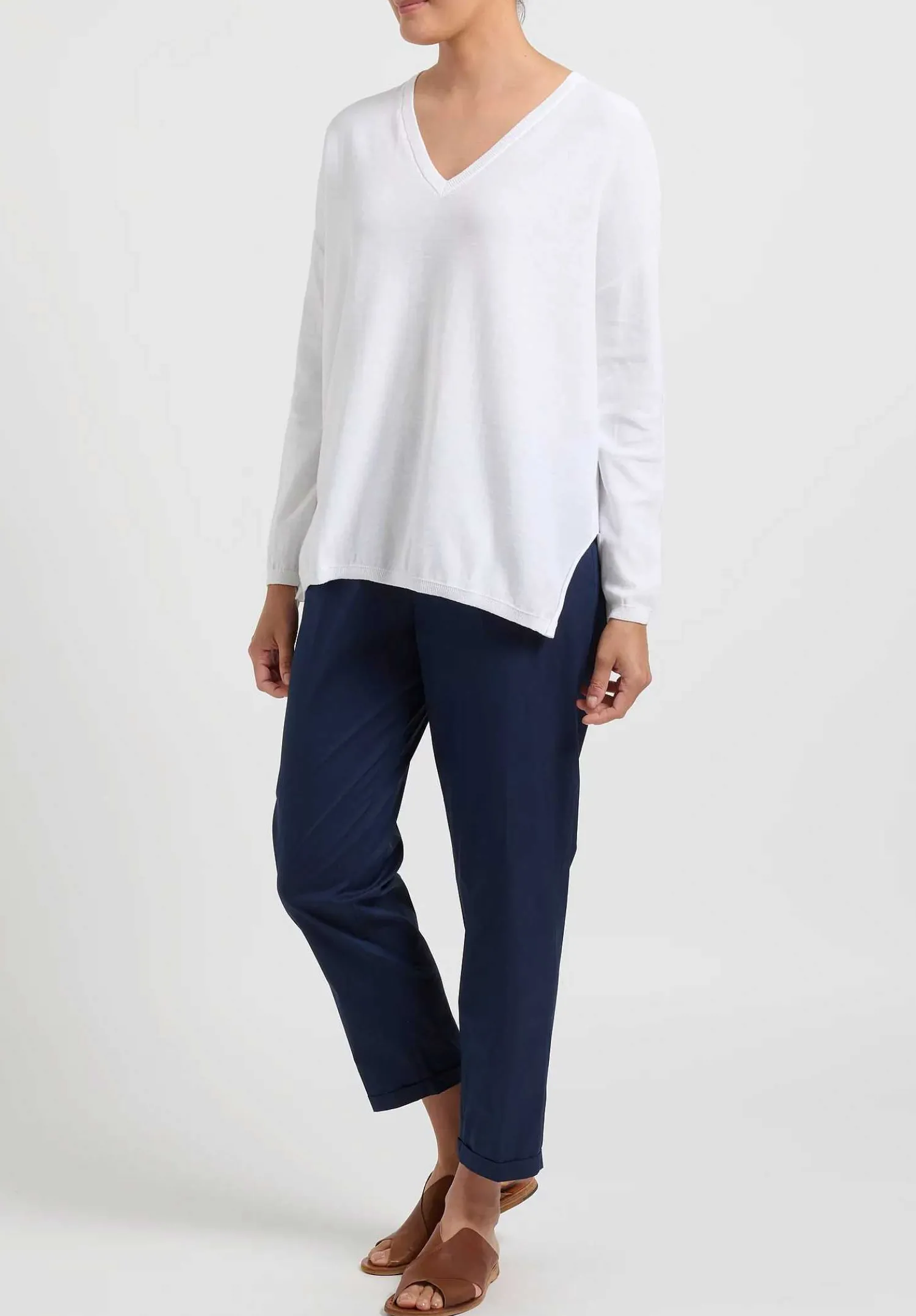 Antonelli V-Neck Cotton ''Malatesta'' Sweater In White