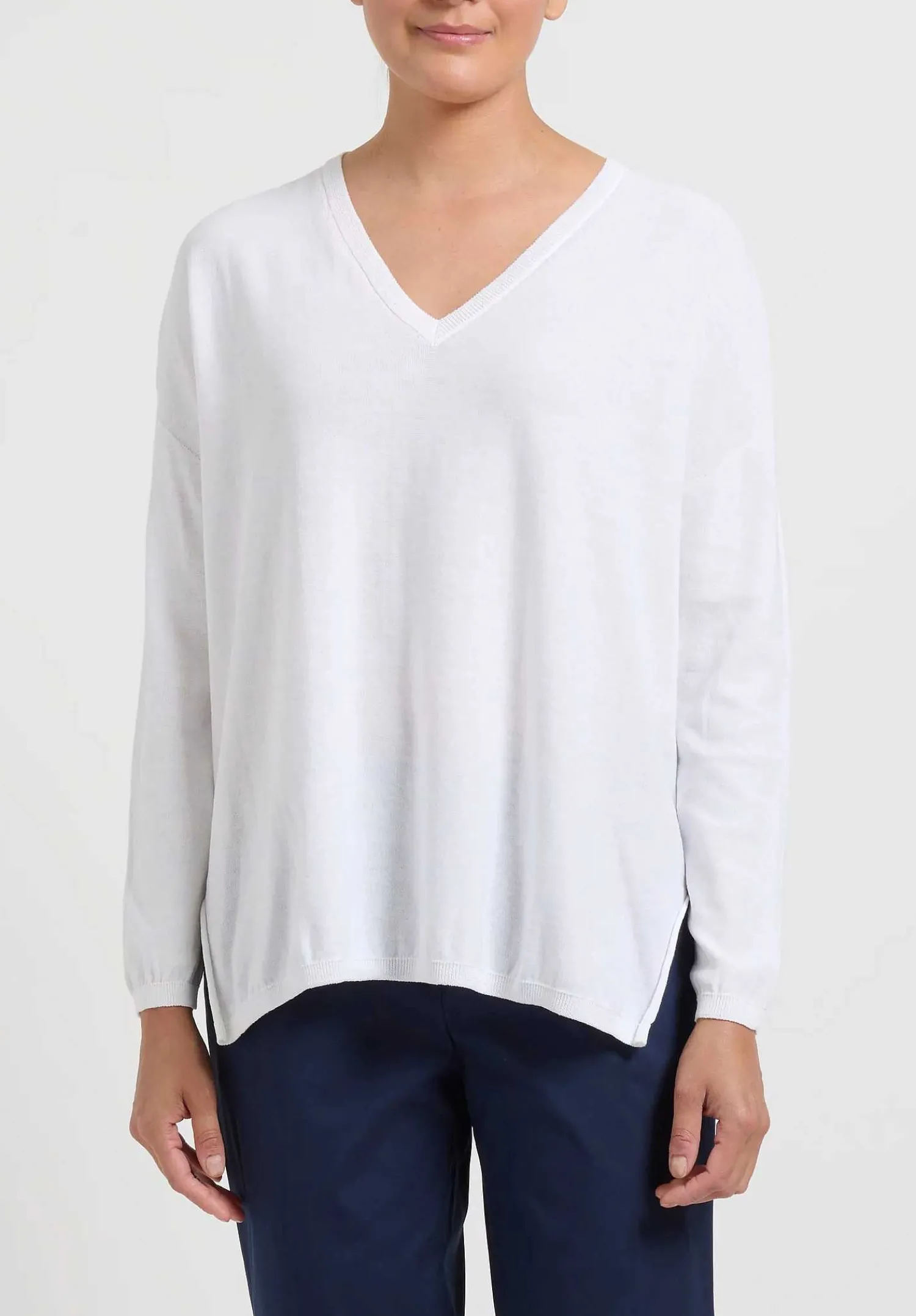Antonelli V-Neck Cotton ''Malatesta'' Sweater In White
