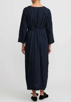 Daniela Gregis Washed Cotton Abito Manica Lunga Lavata Dress In Blue Operaio