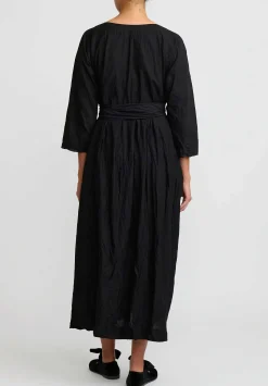Daniela Gregis Washed Cotton Abito Operaio Note Lavato Dress In Nero Black
