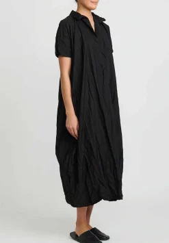 Daniela Gregis Washed Cotton Abito ''Rossella'' Dress In Black