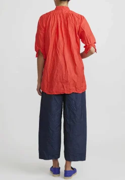 Daniela Gregis Washed Cotton Camicia Kora Top In Glow Red