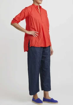 Daniela Gregis Washed Cotton Camicia Kora Top In Glow Red