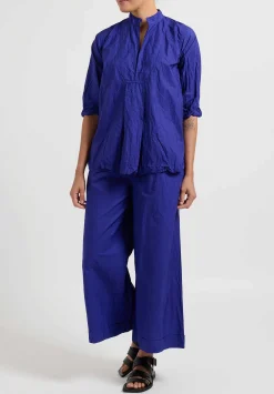Daniela Gregis Washed Cotton Camicia Kora Top In Blu Inchiostro