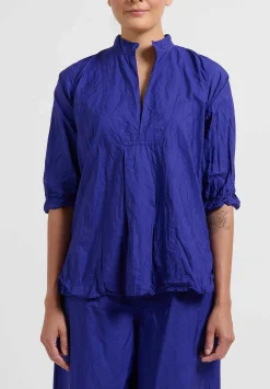 Daniela Gregis Washed Cotton Camicia Kora Top In Blu Inchiostro