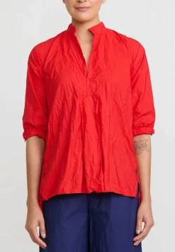 Daniela Gregis Washed Cotton Camicia Kora Top In Red