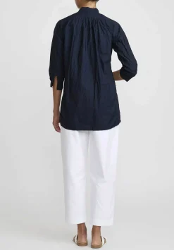Daniela Gregis Washed Cotton Camicia Kora Top In Navy Blue