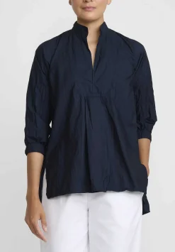 Daniela Gregis Washed Cotton Camicia Kora Top In Navy Blue