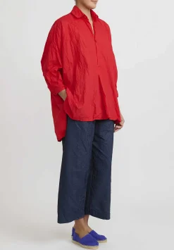 Daniela Gregis Washed Cotton Camicia More Rosella Shirt In Rosso Red