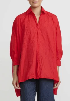 Daniela Gregis Washed Cotton Camicia More Rosella Shirt In Rosso Red