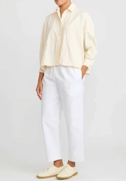 Daniela Gregis Washed Cotton Camicia Uomo Larga Cortissima Lavata Shirt In Panna Cream