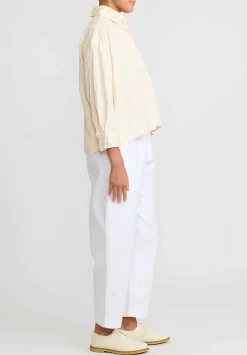 Daniela Gregis Washed Cotton Camicia Uomo Larga Cortissima Lavata Shirt In Panna Cream