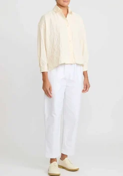 Daniela Gregis Washed Cotton Camicia Uomo Larga Cortissima Lavata Shirt In Panna Cream