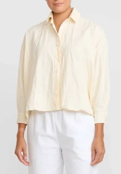 Daniela Gregis Washed Cotton Camicia Uomo Larga Cortissima Lavata Shirt In Panna Cream